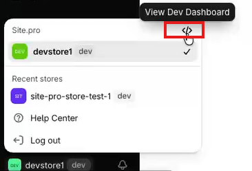 Where to find 'View Dev Dashboard